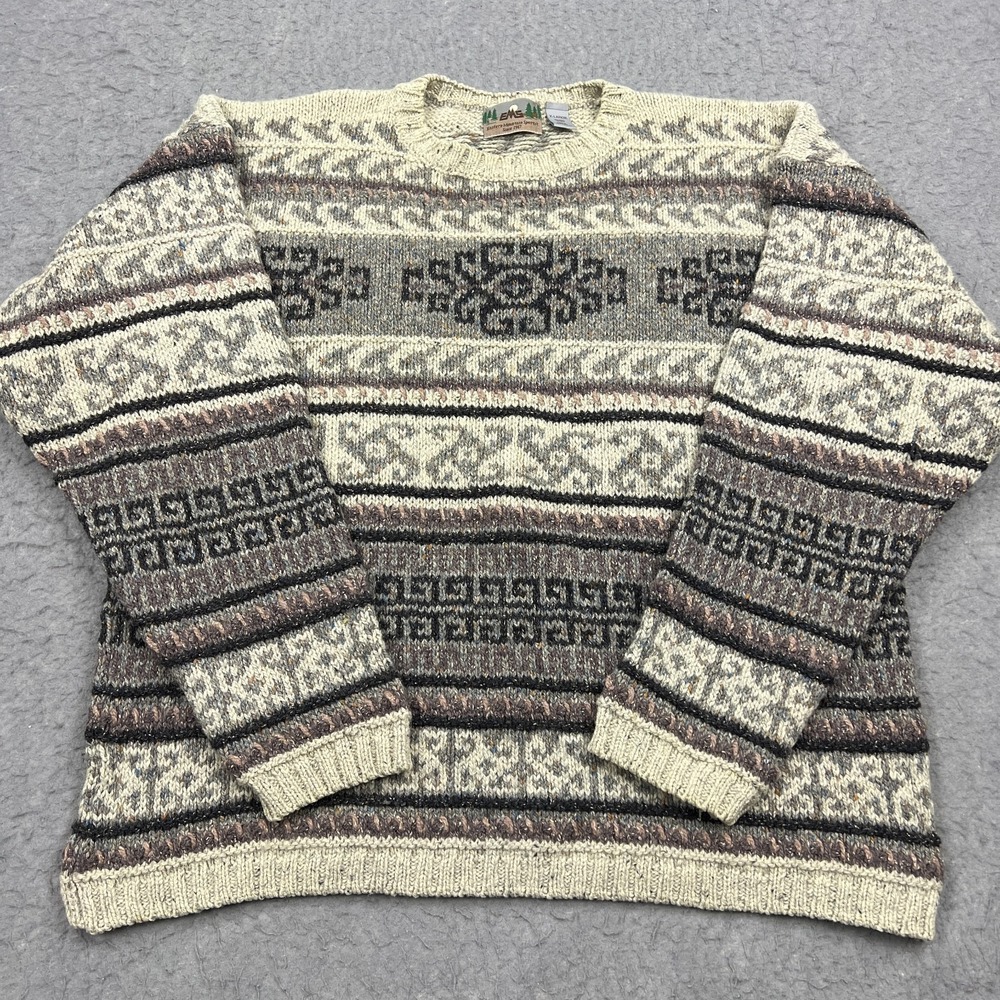 VTG Eastern Mountain Sports Sweater Men's XL Wool Fair‎ Isle Heavy Knit Scotland
